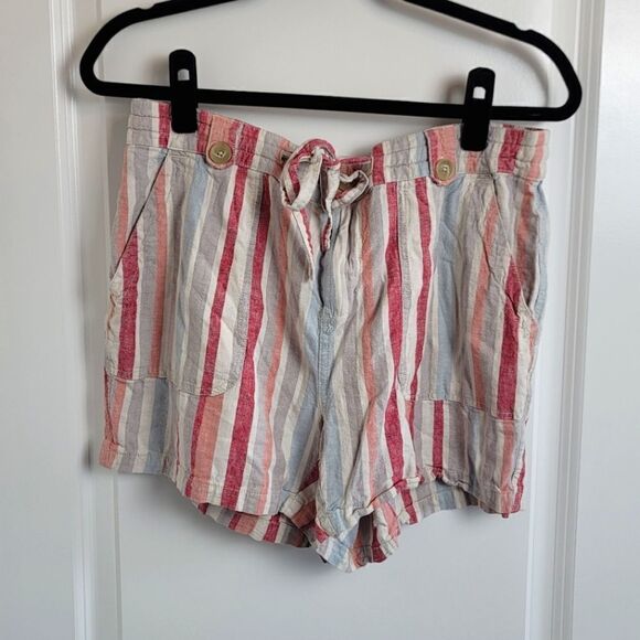 TORRID Striped Linen Blend Drawstring Shorts - Picture 1 of 10